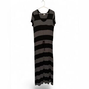 Caslon Black and Gray Striped Maxi Dress